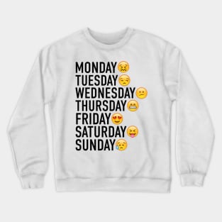 Moods of the Week Expressed Through Emojis (Black) Crewneck Sweatshirt